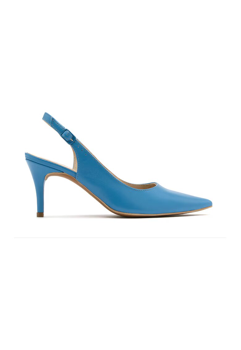 RYLKO Pantofi de piele cu toc stiletto si decupaje - Albastru deschis
