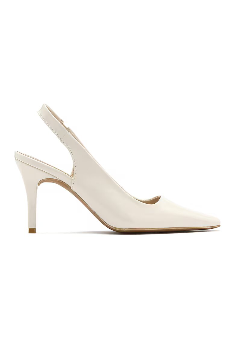 RYLKO Pantofi de piele ecologica lacuita cu bareta slingback - Crem