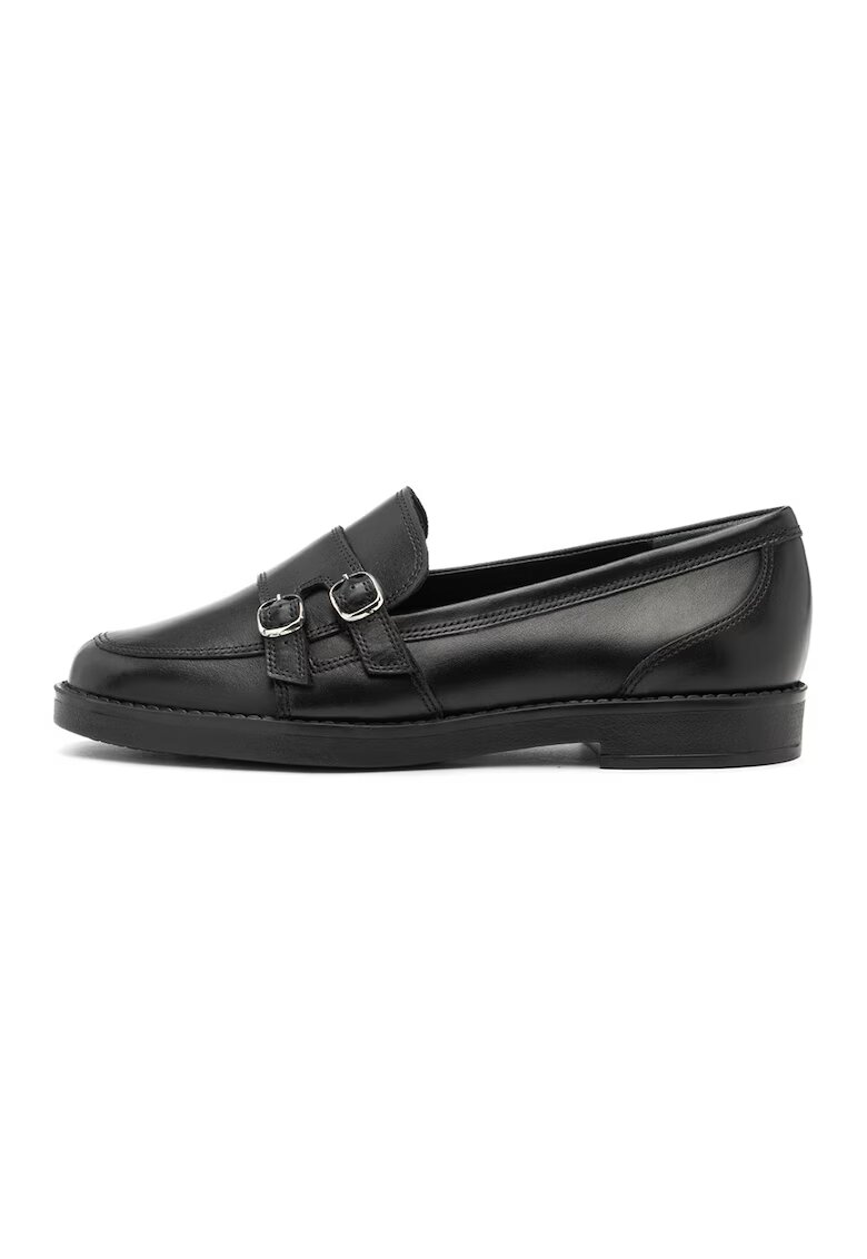 RYLKO Pantofi loafer de piele cu catarame decorative - Negru