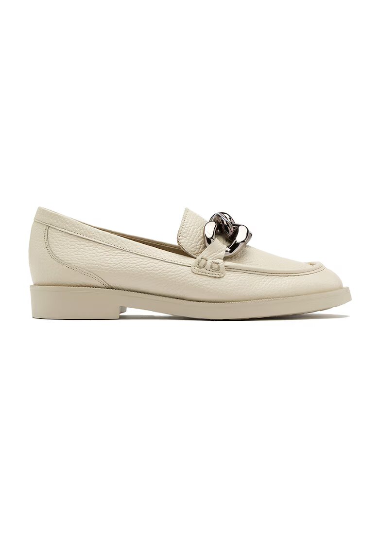 RYLKO Pantofi loafer de piele cu detalii de lant Rosalia - Crem