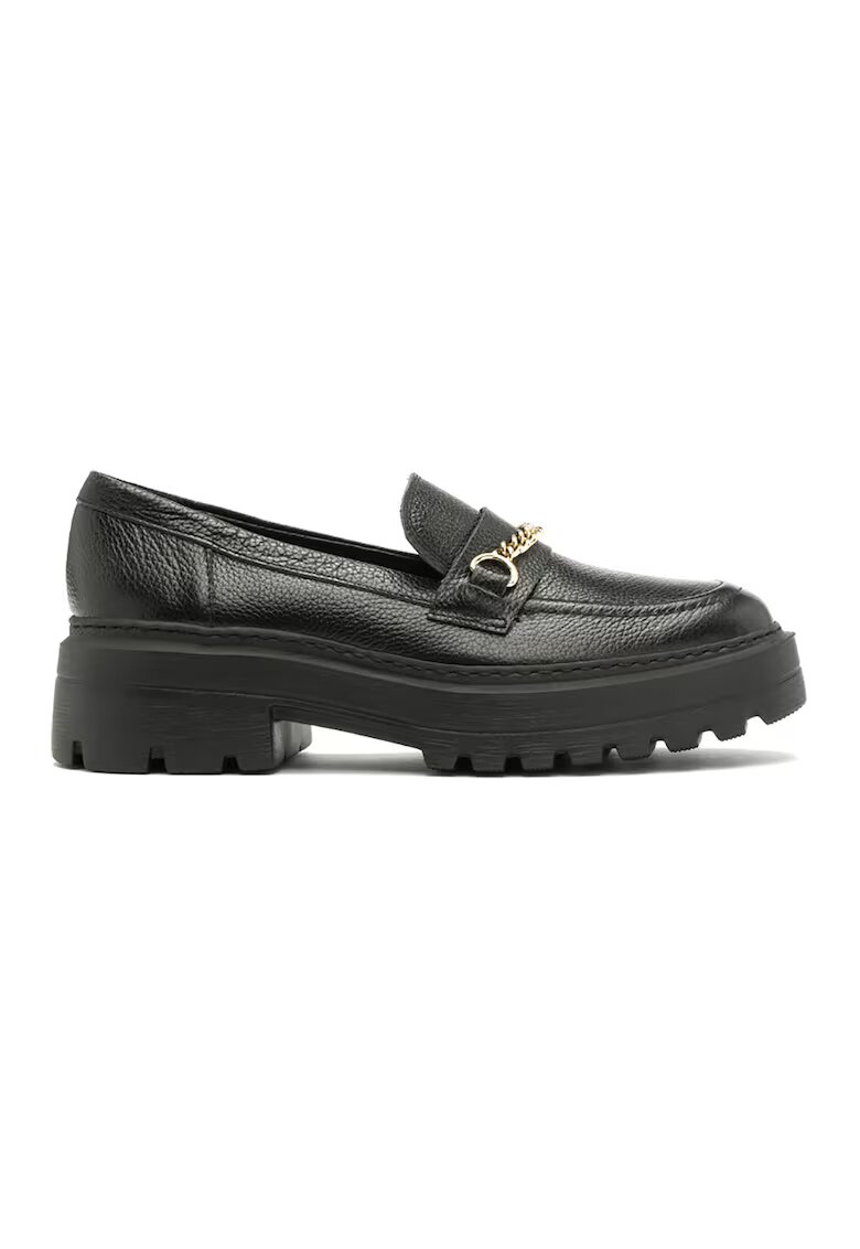 RYLKO Pantofi loafer de piele cu detaliu metalic Pauline - Auriu/Negru