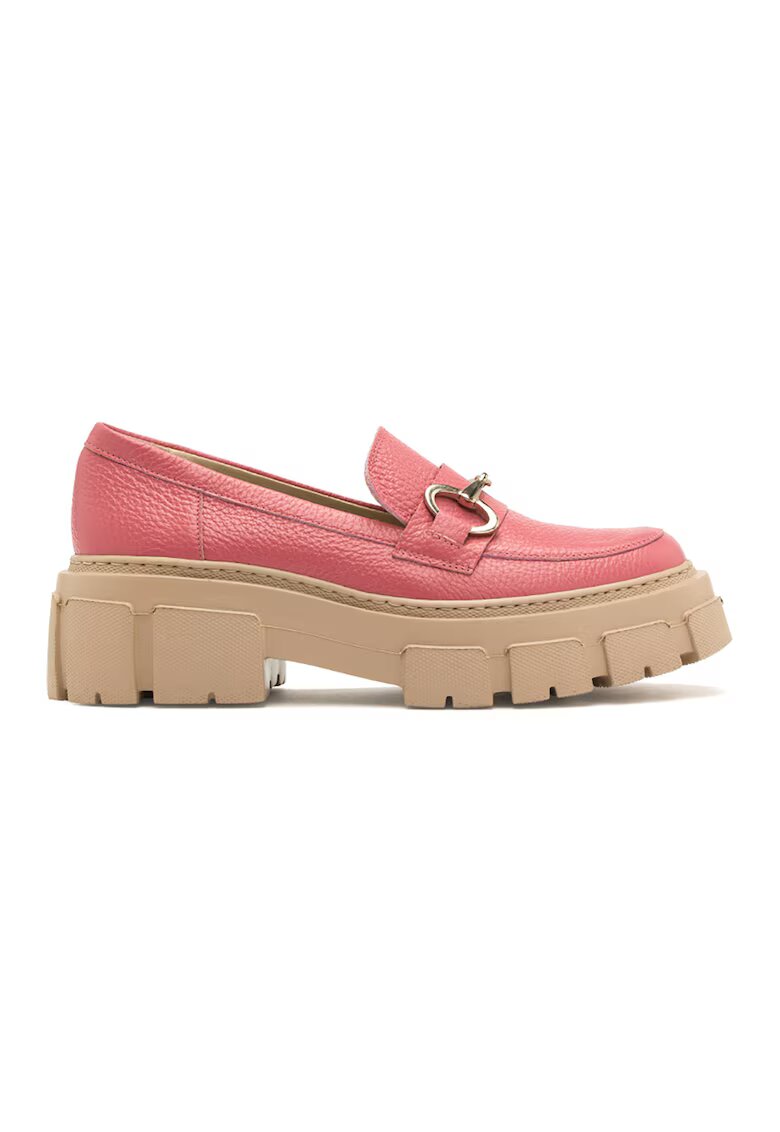 RYLKO Pantofi loafer de piele cu detaliu metalic Pauline - Auriu/Roz aprins