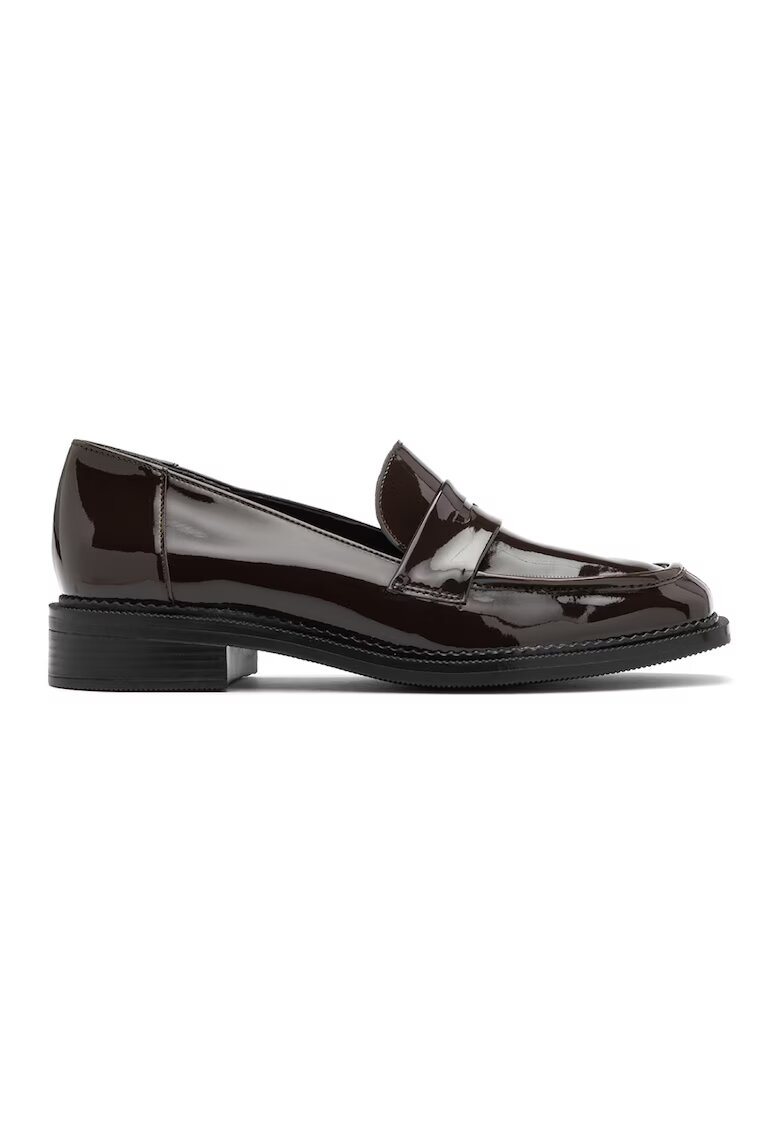 RYLKO Pantofi loafer de piele ecologica lacuita - Maro inchis