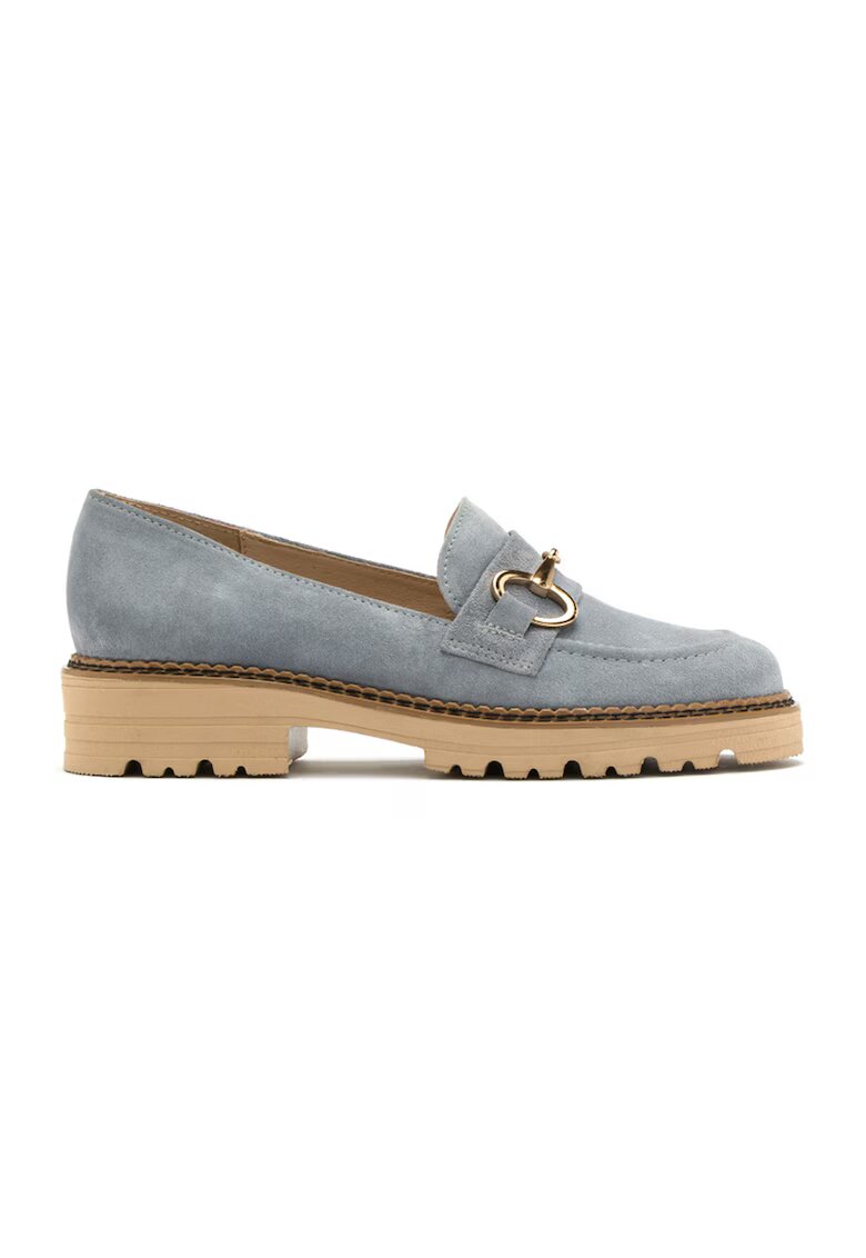 RYLKO Pantofi loafer de piele intoarsa Clarissa - Albastru deschis