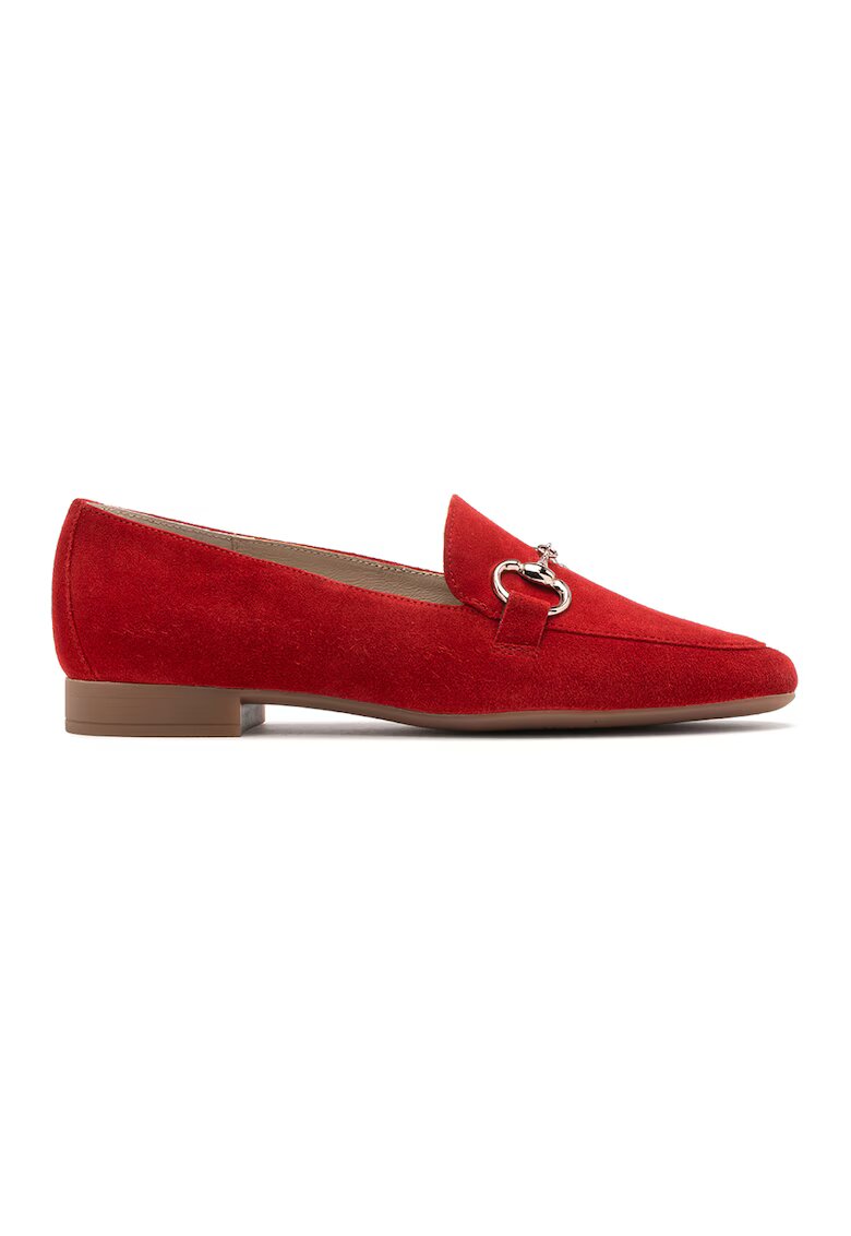 RYLKO Pantofi loafer de piele intoarsa cu varf ascutit - Rosu/Argintiu