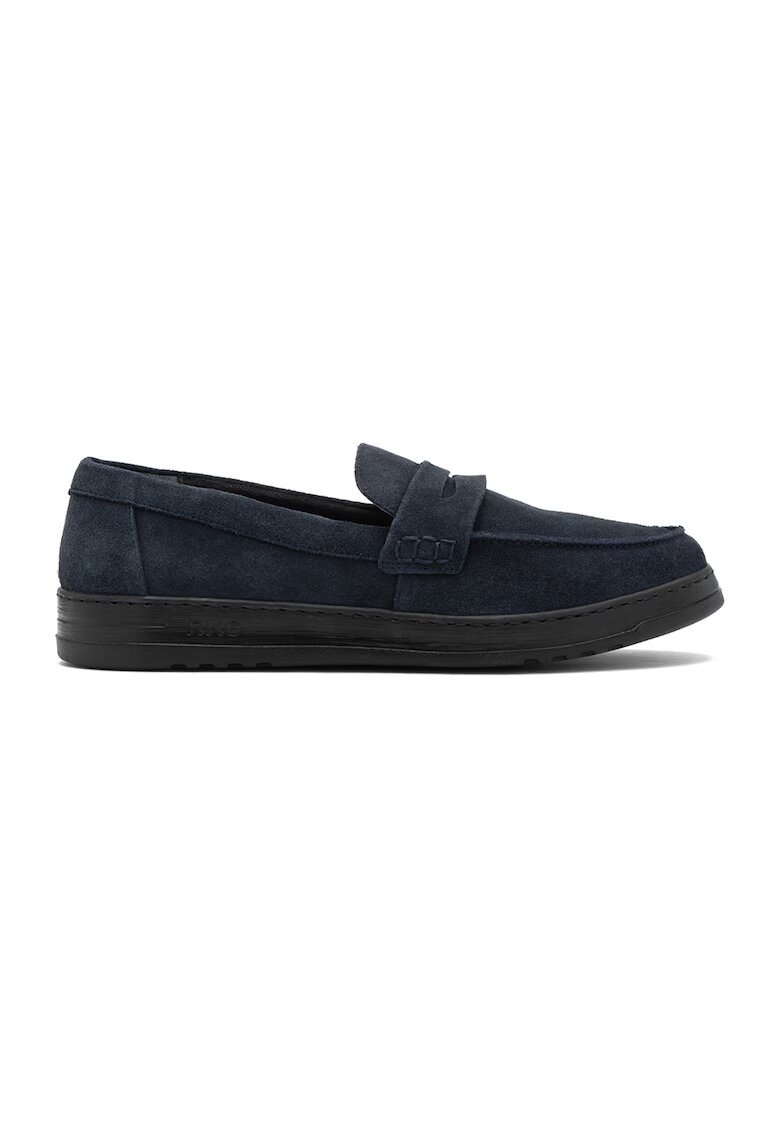 RYLKO Pantofi loafer de piele intoarsa cu varf rotund - Albastru inchis
