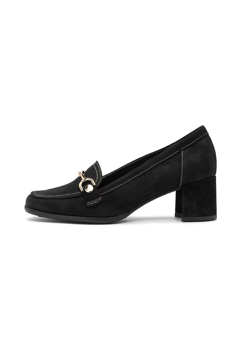 RYLKO Pantofi loafer din piele nabuc cu toc Passes - Negru