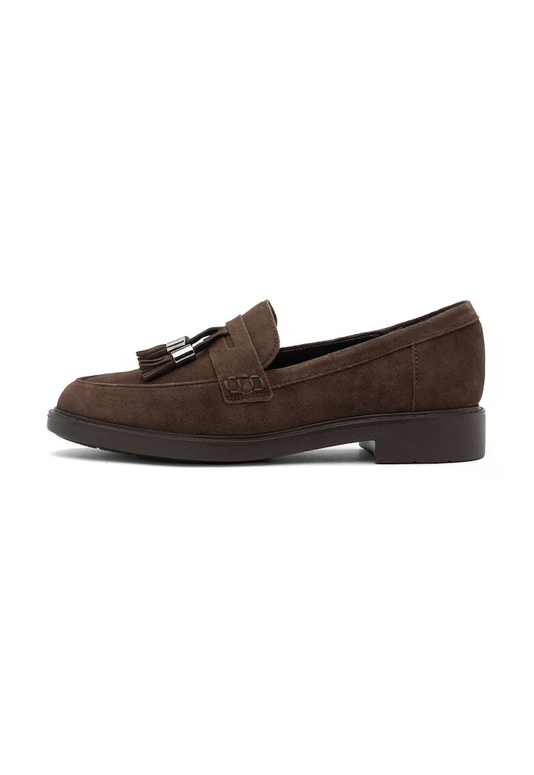 RYLKO Pantofi loafer uni de piele intoarsa - Maro inchis