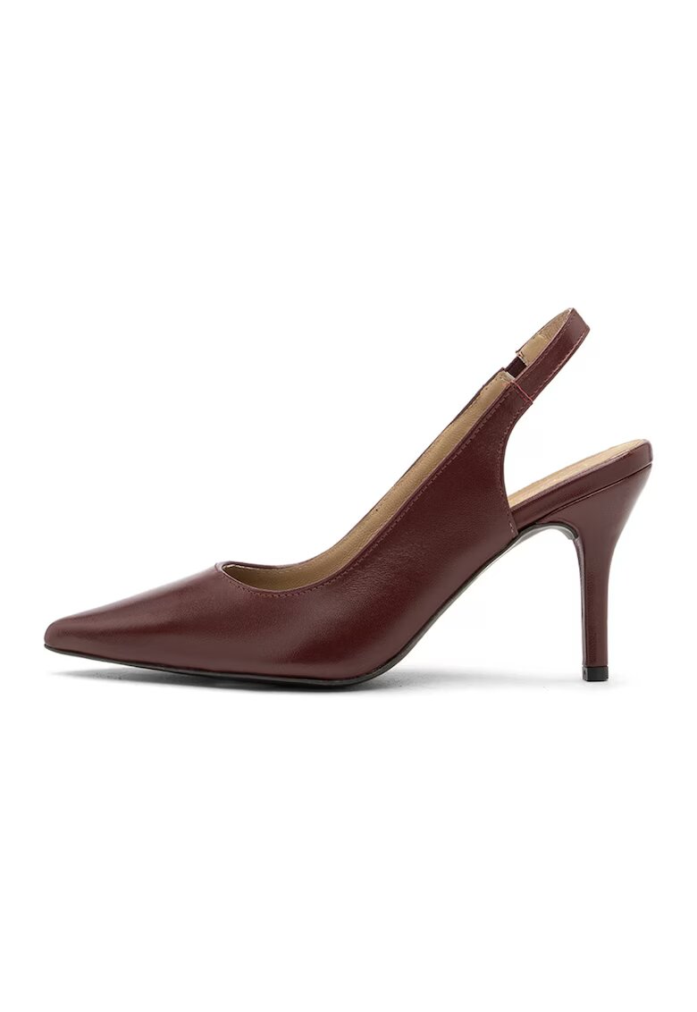 RYLKO Pantofi slingback din piele cu varf ascutit - Rosu inchis