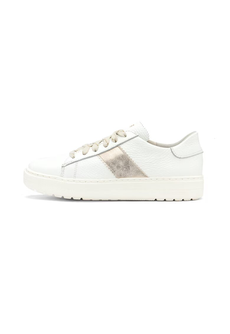 RYLKO Pantofi sport de piele si piele intoarsa - Auriu platinat/Alb murdar