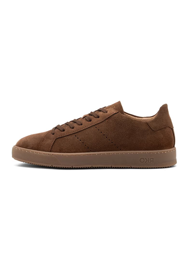 RYLKO Pantofi sport din piele cu detalii perforate Clement - Maro cognac/Maro
