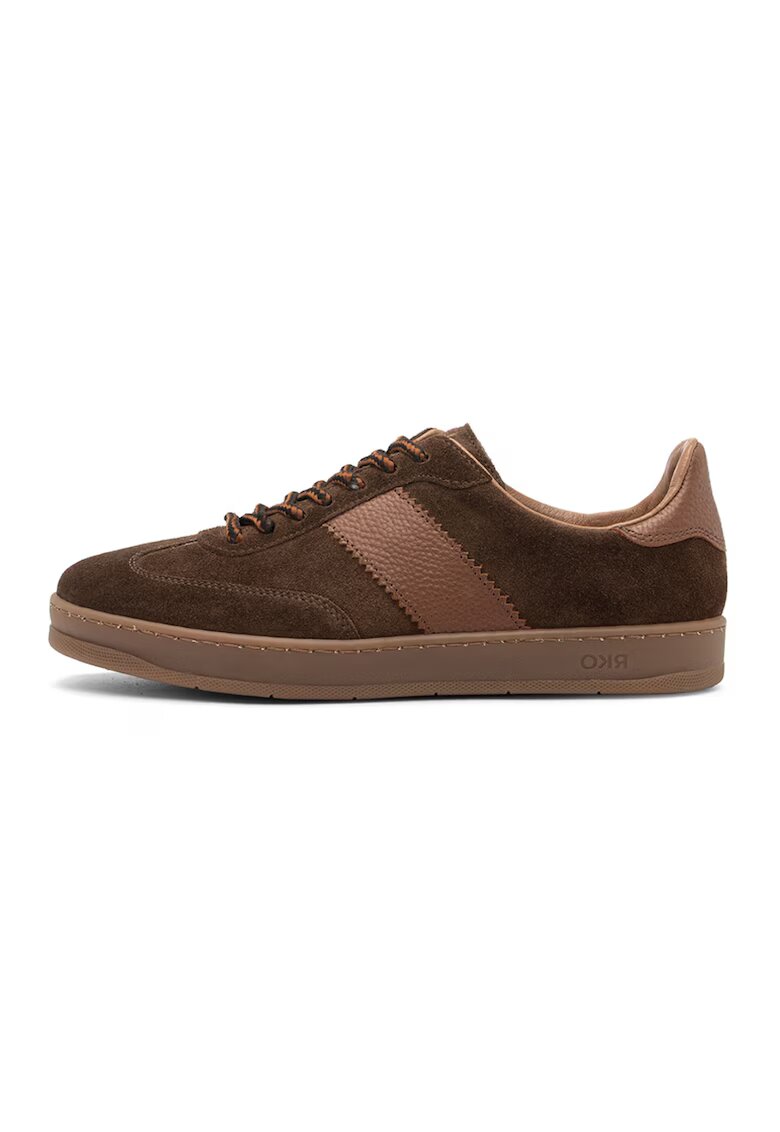 RYLKO Pantofi sport din piele si piele intoarsa Nora - Maro inchis/Maro camel