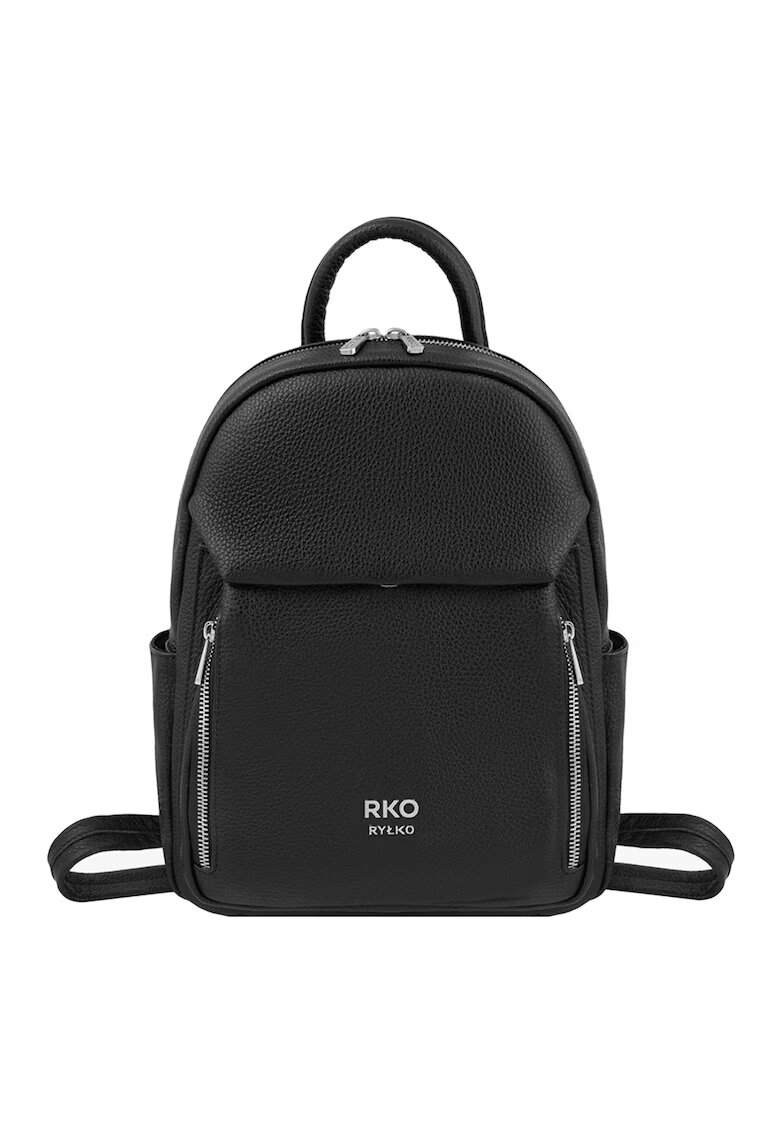 RYLKO Rucsac din piele cu logo metalic discret - Negru
