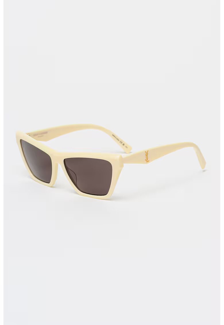 Saint Laurent Ochelari de soare cat-eye - Alb fildes