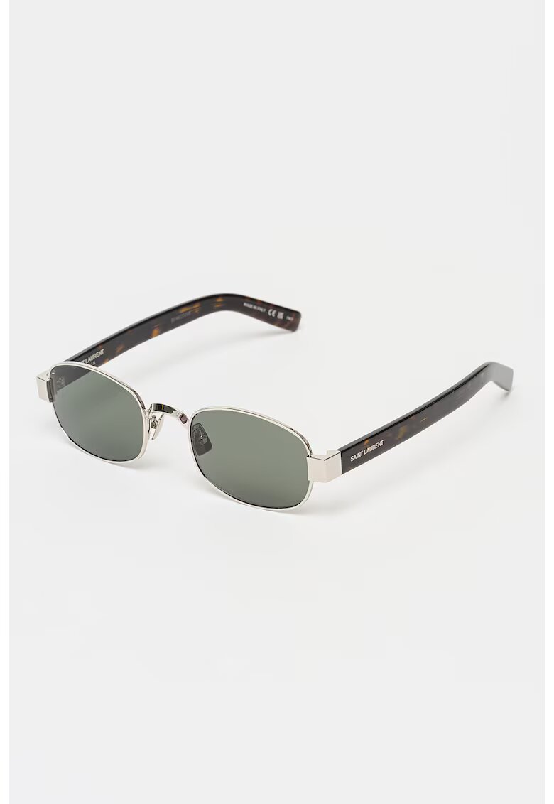 Saint Laurent Ochelari de soare ovali - Maro/Argintiu