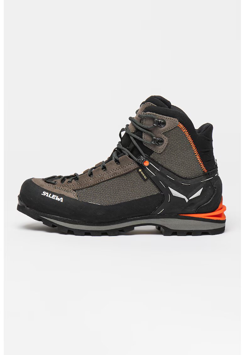 Salewa Pantofi mid-high cu garnituri din piele intoarsa pentru trekking Crow GTX - Negru/Kaki