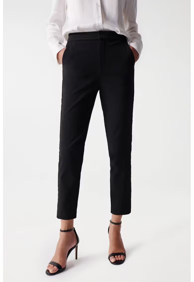 Salsa Jeans Pantaloni dama chino crop slim cu talie inalta - Negru