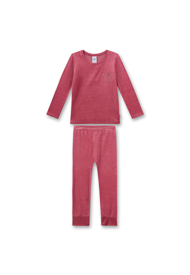 SANETTA Pijama cu decolteu la baza gatului - din amestec de modal - Roz pal