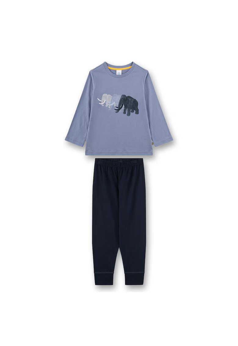 SANETTA Pijama de bumbac cu imprimeu grafic - Albastru