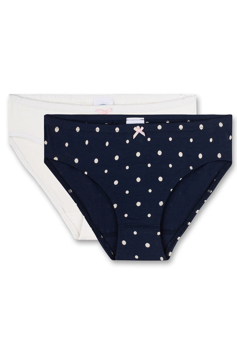 SANETTA Set de chiloti cu detaliu funda - 2 perechi - Alb/Albastru inchis
