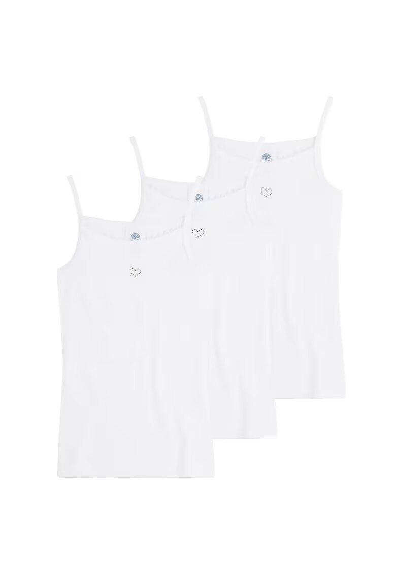 SANETTA Set de topuri cu model uni - 3 piese - Alb