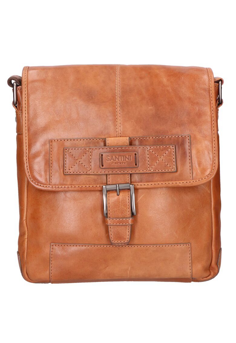 Santini Firenze Geanta crossbody unisex de piele 27265 - Maro cognac