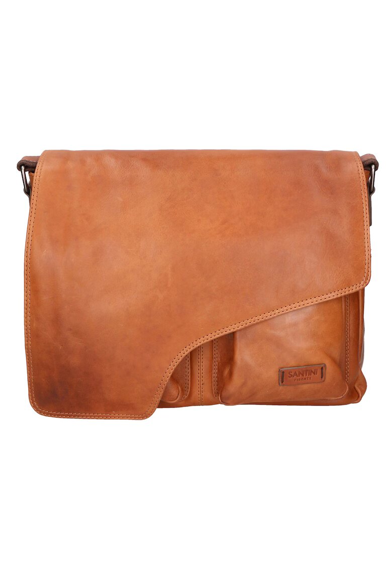 Santini Firenze Geanta messenger unisex de piele 27269 - Maro cognac