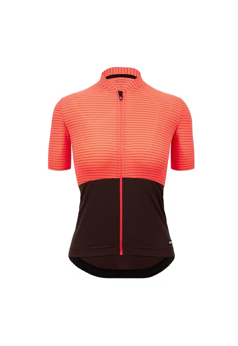 Santini Tricou ciclism dama Colore Riga Corai/Negru - Coral