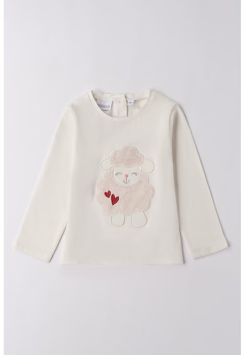 Sarabanda Bluza cu broderie - Alb fildes/Roz pal