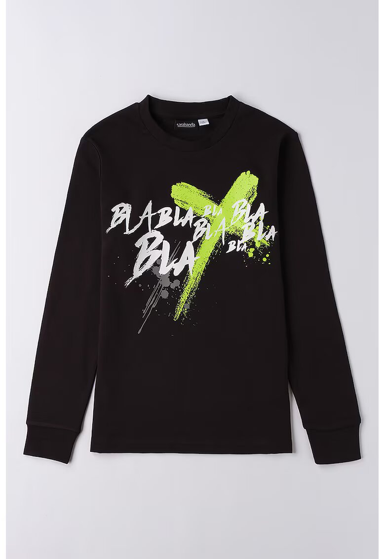 Sarabanda Bluza cu imprimeu grafic - Alb/Negru/Verde lime
