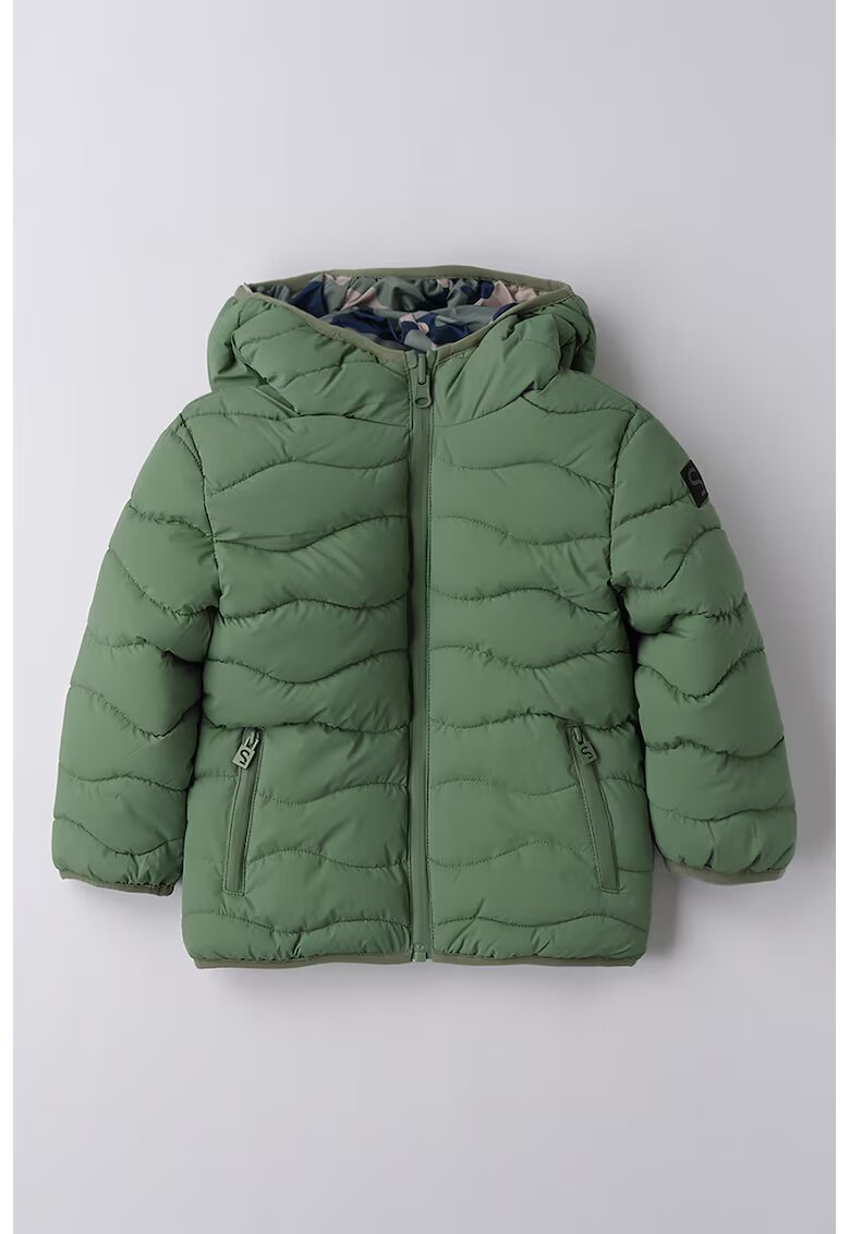 Sarabanda Geaca reversibila cu gluga - Maro deschis/Verde feriga/Bleumarin
