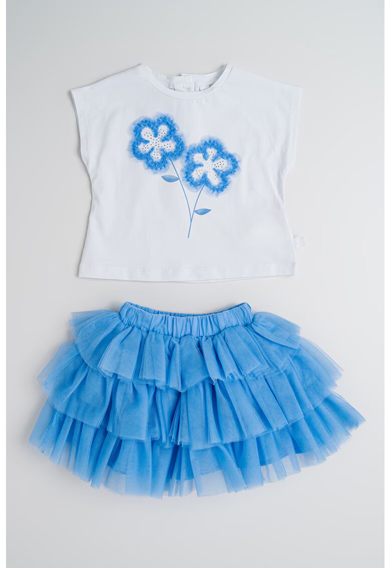 Sarabanda Set de fusta si tricou - 2 piese - Alb/Albastru deschis
