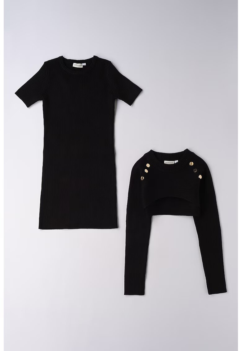 Sarabanda Set de rochie uni si pulover - Negru
