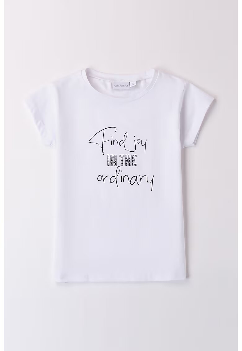 Sarabanda Tricou cu decolteu rotund si imprimeu text - Alb/Negru
