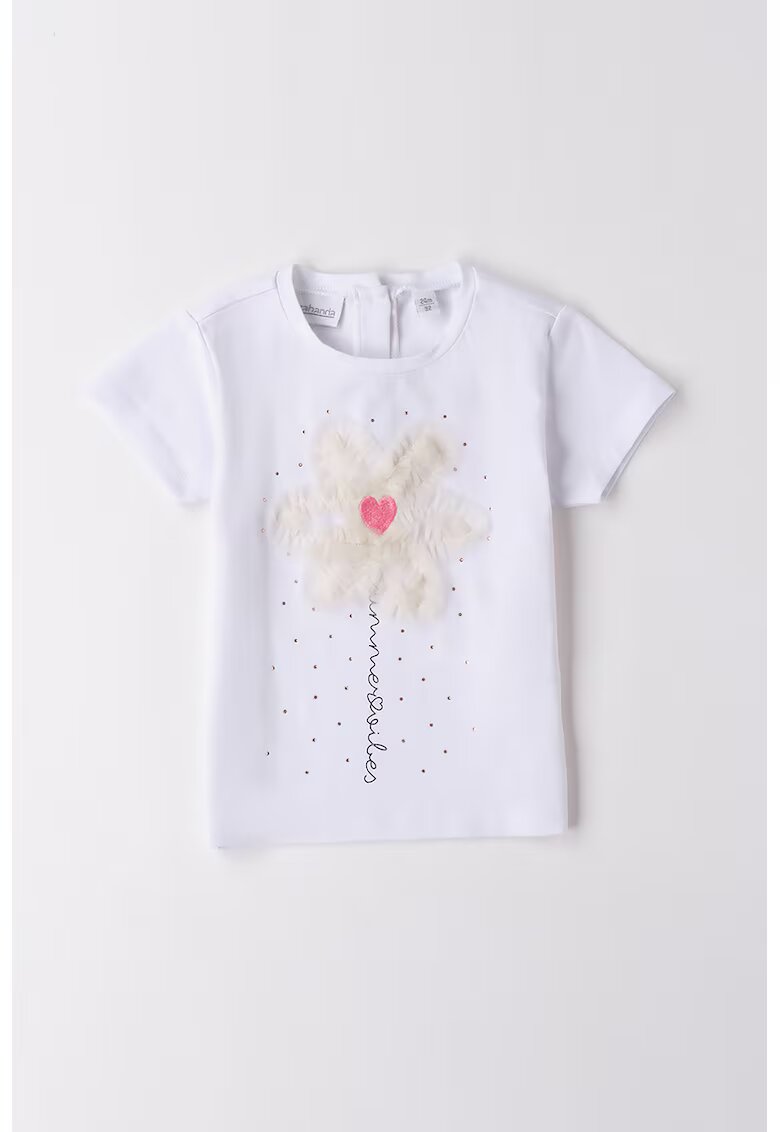 Sarabanda Tricou cu design floral - Alb optic/Roz/Crem