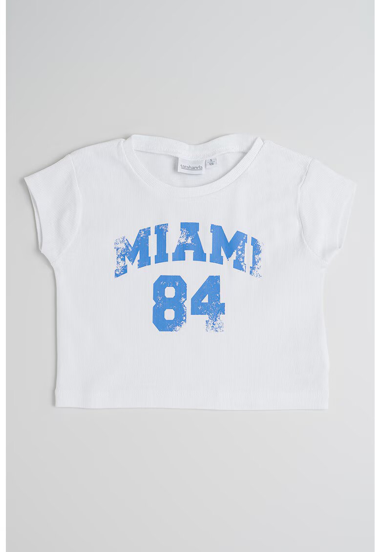 Sarabanda Tricou cu imprimeu text - Alb/Albastru
