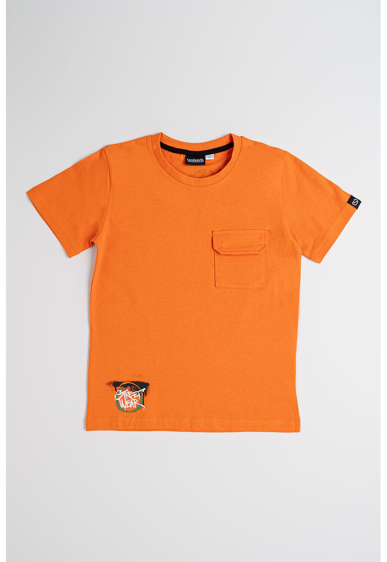Sarabanda Tricou din bumbac cu buzunar pe piept - Portocaliu mandarina