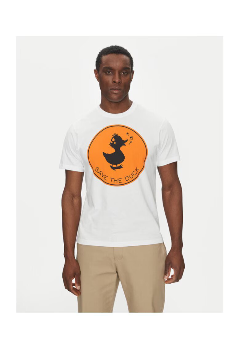 Save The Duck Tricou barbati DT0825M-BESY20 - Bumbac organic - Alb - Alb