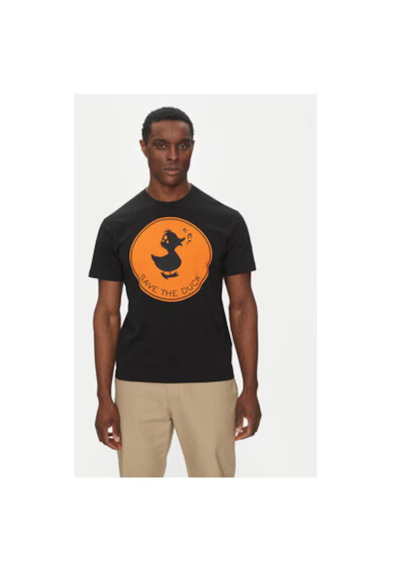 Save The Duck Tricou barbati DT0825M-BESY20 - Bumbac organic - Negru - Negru
