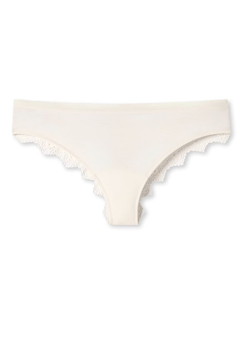 SCHIESSER Chiloti brazilieni cu dantela - Alb fildes