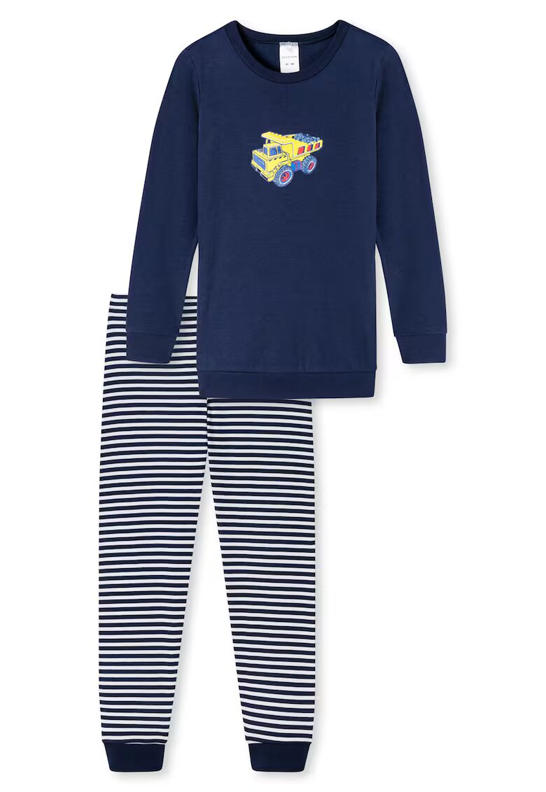 SCHIESSER Pijama lunga de bumbac organic - Albastru inchis