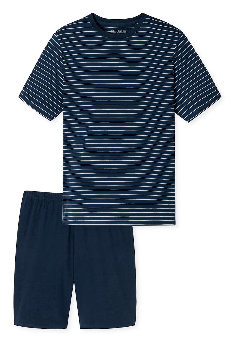 SCHIESSER Schiesse - Pijama de bumbac cu maneci scurte - Albastru inchis