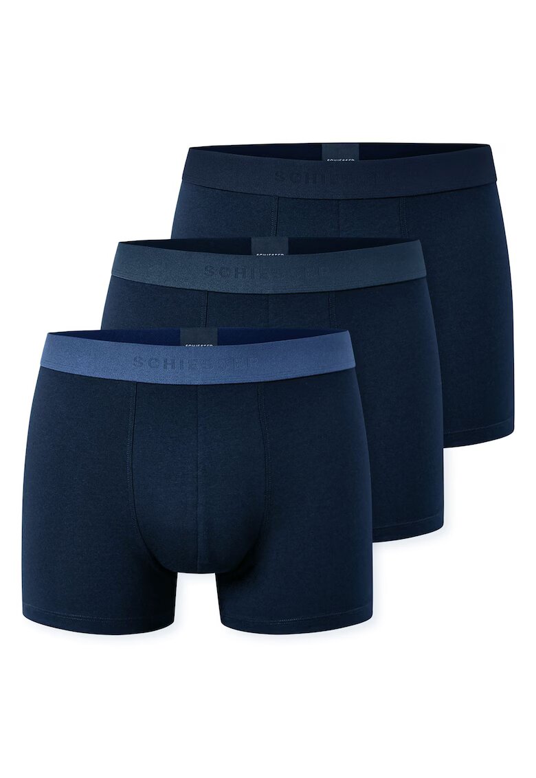SCHIESSER Set de boxeri cu banda logo in talie- 3 perechi - Albastru