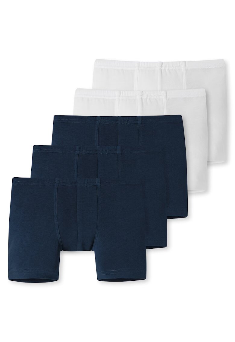 SCHIESSER Set de boxeri cu imprimeu - 5 perechi - Alb/Albastru inchis