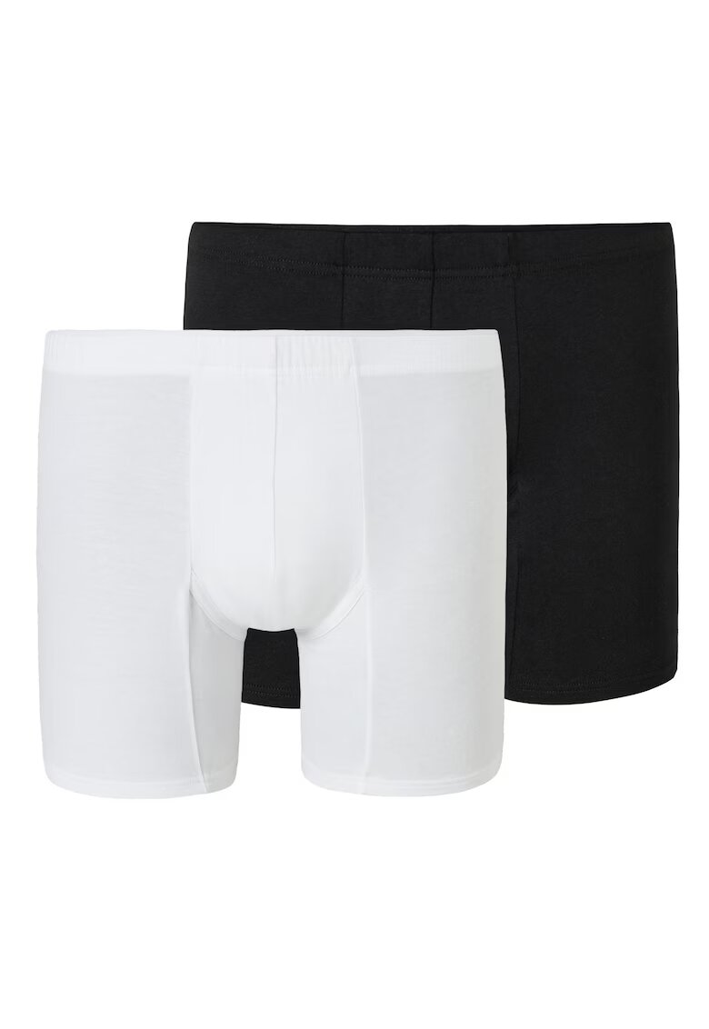 SCHIESSER Set de boxeri cu model uni - 2 perechi - Alb/Negru