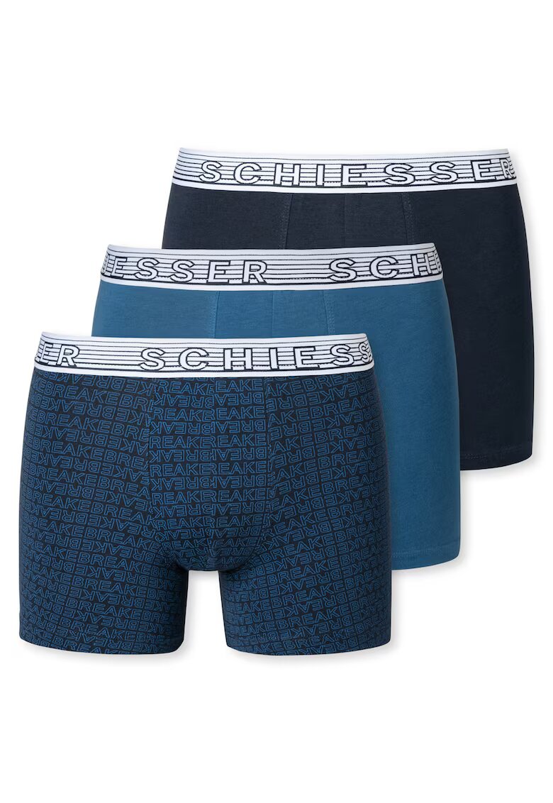 SCHIESSER Set de boxeri din bumbac organic - 3 perechi - Albastru