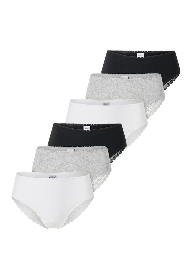 SCHIESSER Set de chiloti brazilieni - 6 perechi - Alb/Negru/Gri