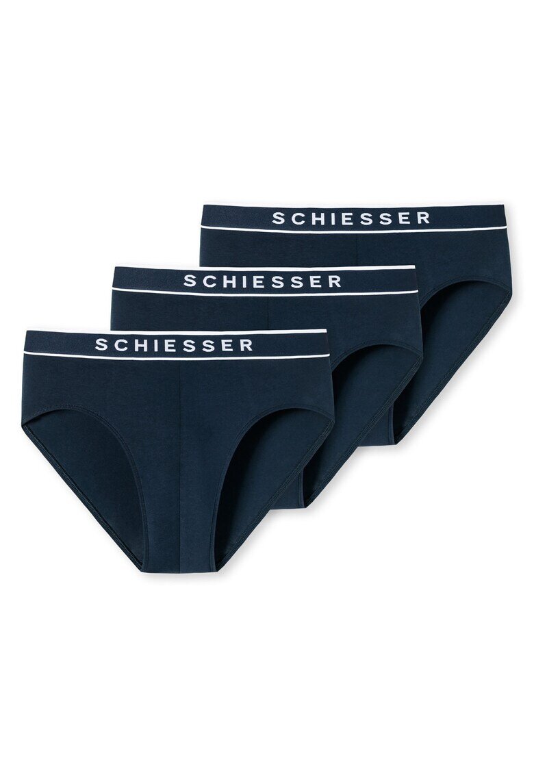SCHIESSER Set de chiloti cu banda logo in talie - 3 perechi - Albastru
