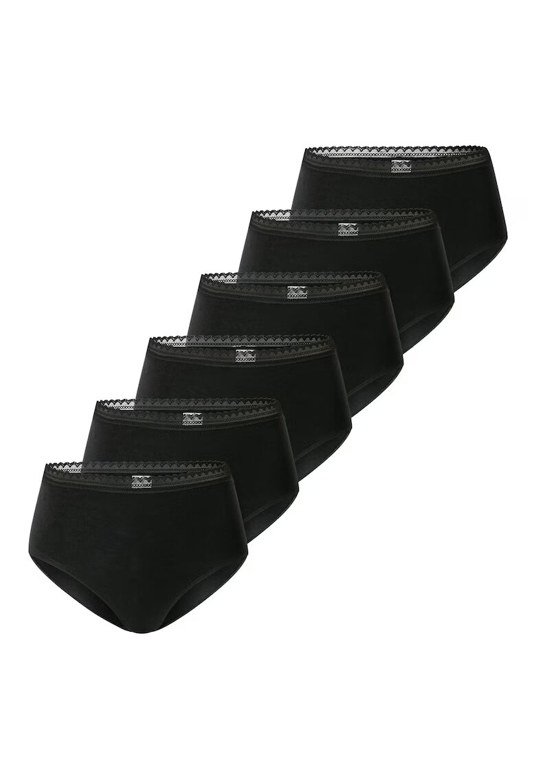 SCHIESSER Set de chiloti cu model uni - 6 perechi - Negru