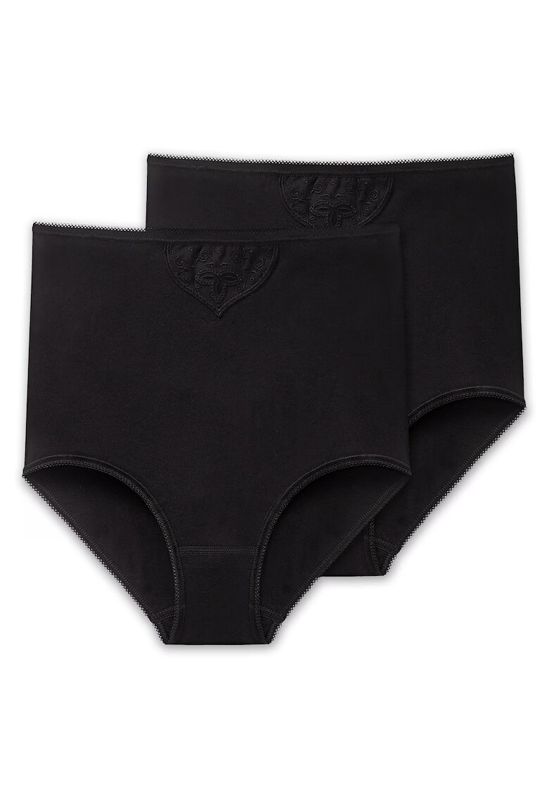 SCHIESSER Set de chiloti cu talie inalta - 2 perechi - Negru